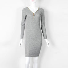 Load image into Gallery viewer, Knee-Length Sheath Dress Female Autumn Winter Bodycon Warm Dresses With Zipper Sexy Women Dresses Long Sleeve Midi Dress GV1036